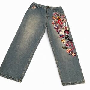 Vintage Men's RARE Headgear Negro League's Baseball All Team 42 JNCO style jeans